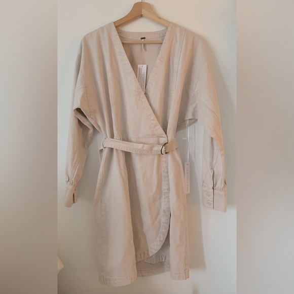 188.-The Marla Wrapped Mini Denim Dress - Picture 1 of 2